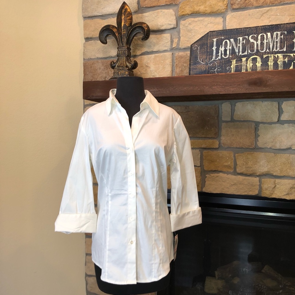 INC Women’s White Blouse Shirt Size 10 M Medium